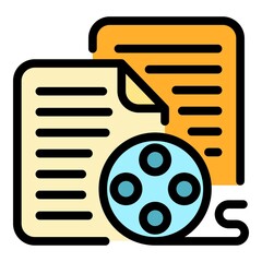 Poster - Reel scenario icon. Outline reel scenario vector icon color flat isolated