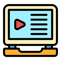Poster - Online movie icon. Outline online movie vector icon color flat isolated