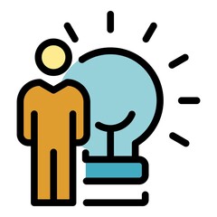 Poster - bulb idea icon. outline bulb idea vector icon color flat isolated