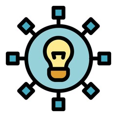 Poster - Idea generation icon. Outline idea generation vector icon color flat isolated