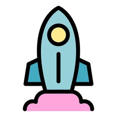 Poster - Rocket idea icon. Outline rocket idea vector icon color flat isolated