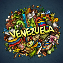 Sticker - Venezuela hand drawn cartoon doodle illustration. Funny local design.