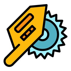 Poster - Machine circular saw icon. Outline machine circular saw vector icon color flat isolated