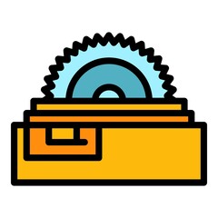 Sticker - Industry circular saw icon. Outline industry circular saw vector icon color flat isolated