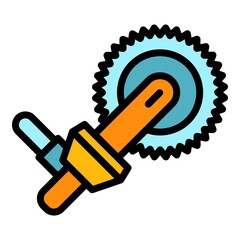 Poster - Handle circular saw icon. Outline handle circular saw vector icon color flat isolated