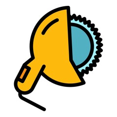 Poster - wood electric circular saw icon. outline wood electric circular saw vector icon color flat isolated
