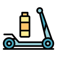 Poster - Full battery electric scooter icon. Outline full battery electric scooter vector icon color flat isolated