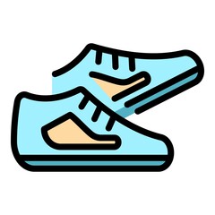 Sticker - Nordic walking shoes icon. Outline nordic walking shoes vector icon color flat isolated