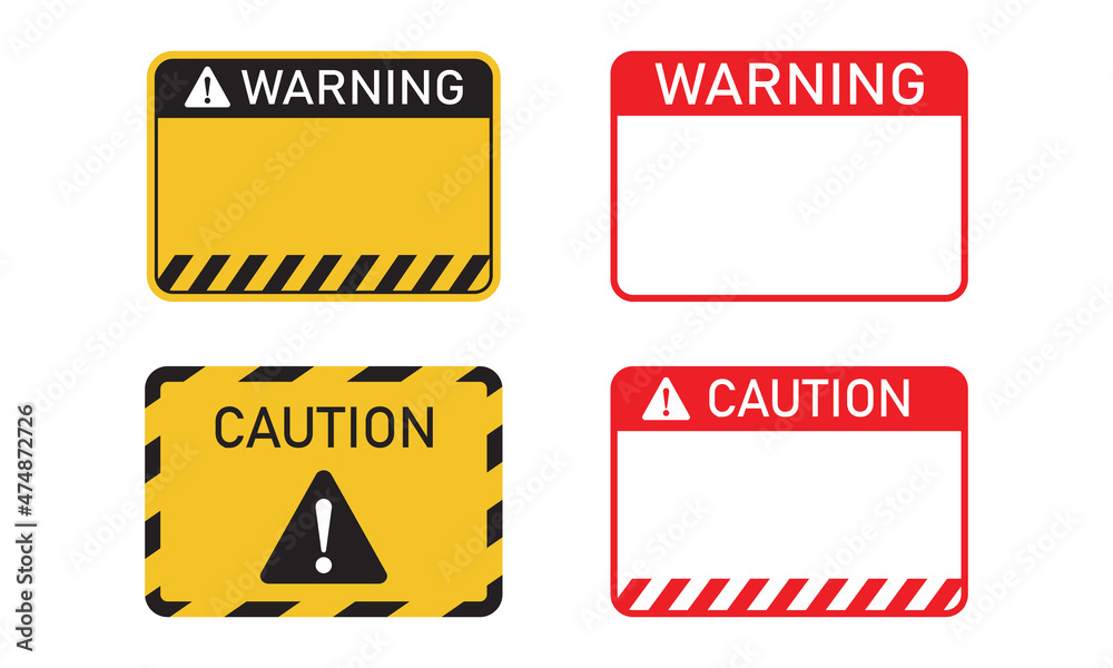 Blank label of warning and caution sticker template set. Suitable for design element of danger area warning beware caution label and information of risk sign. Adobe Stock