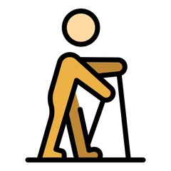 Poster - Man nordic walking icon. Outline man nordic walking vector icon color flat isolated