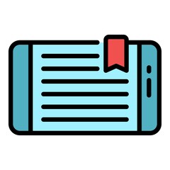 Poster - Smartphone ebook icon. Outline smartphone ebook vector icon color flat isolated