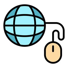 Poster - Click global library icon. Outline click global library vector icon color flat isolated