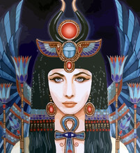 Ancient Egyptian Goddess Maat Queen Female Wings Illustration
