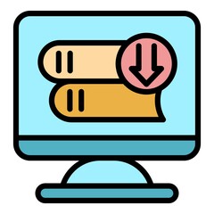 Poster - Download web book icon. Outline download web book vector icon color flat isolated