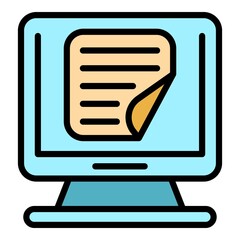 Poster - Page read ebook icon. Outline page read ebook vector icon color flat isolated