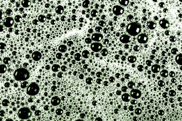 Wall Mural - Water foam texture. White foam structure. Bubble background. Washing suds pattern. Chemical detergent backdrop. Green eco bubble texture.