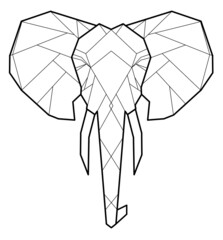 Wall Mural - Elephant. Elephant head in geometric style. Elephant logo. African animal. Line art.