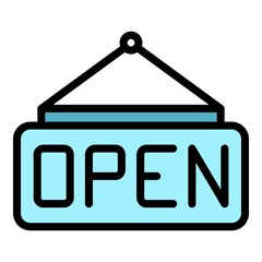 Canvas Print - Restaurant open icon. Outline restaurant open vector icon color flat isolated