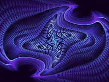 Abstract Symmetrical Fractal Art Background Of Purple Stripes, Perhaps Suggestive Of A Marbled Painting.