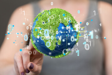 volumetric green recycling sign 3d digital