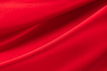 Draped Red Silk Fabric Of Satin Weave, Texture, Background