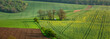 Beautiful landscape in South Moravia, St. Barbara chapel, springtime panorama