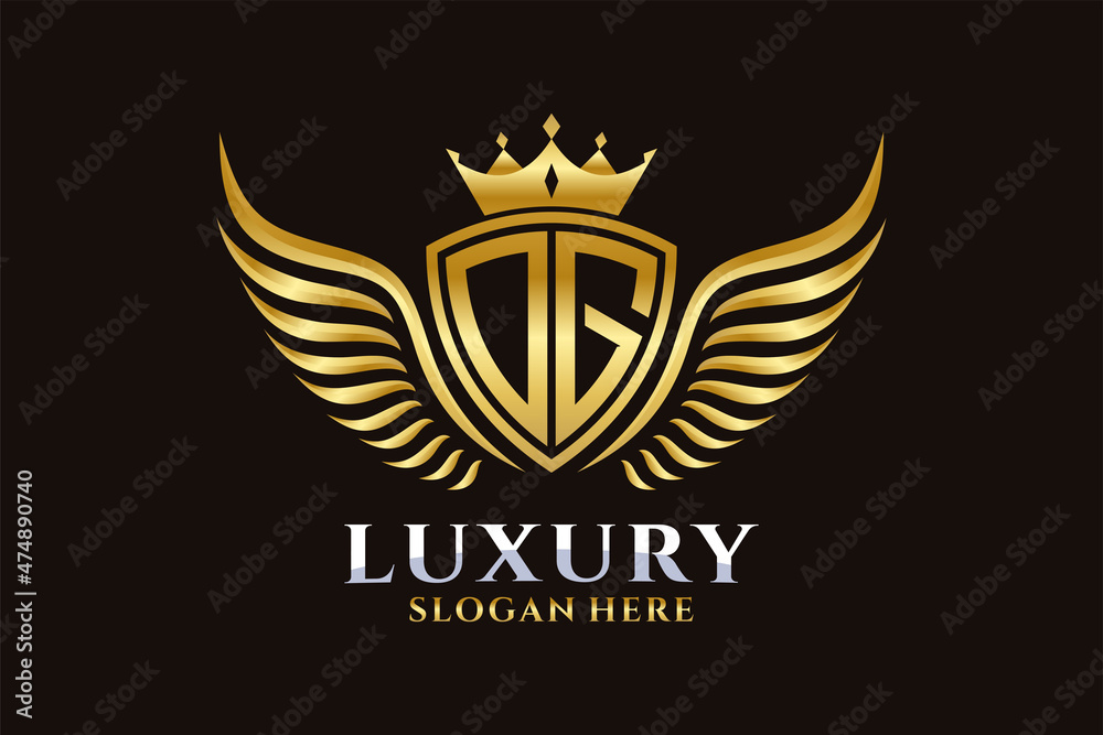 Luxury royal wing Letter OG crest Gold color Logo vector, Victory logo ...