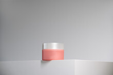 Pink Cream Pot On White Background