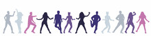 Silhouette Dancing People, Isolated, Vector