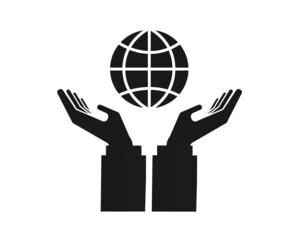 hands holding the earth. Modern vector illustration