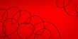 Black barbed wire loops on red background. Vector illustration.