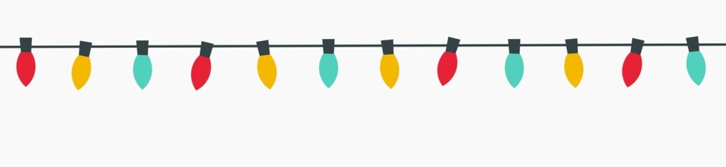Wall Mural - christmas lights string set isolated on white background.