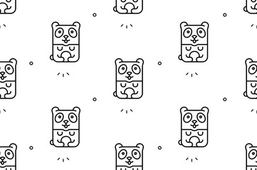 Poster - Seamless pattern with Pandas. Icon design. Template elements