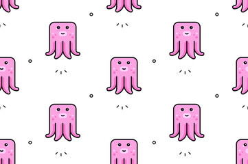 Poster - Seamless pattern with Jellyfishs. Icon design. Template elements