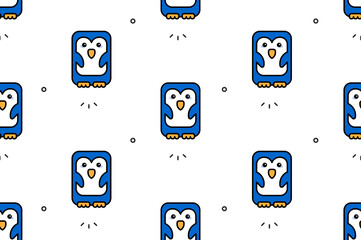 Poster - Seamless pattern with Penguins. Icon design. Template elements