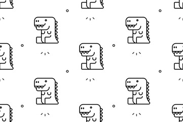 Poster - Seamless pattern with Dinosaurs. Icon design. Template elements