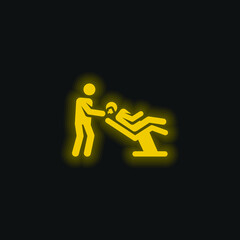 Canvas Print - Barber yellow glowing neon icon