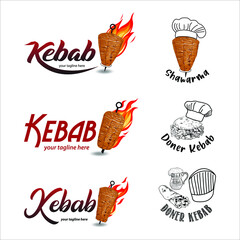 Wall Mural - Shawarma logo for restaurants and markets. Doner kebab logo template. EPS10 vector illustration.