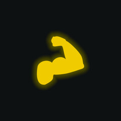 Canvas Print - Biceps Of A Man yellow glowing neon icon