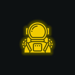 Canvas Print - Astronaut yellow glowing neon icon