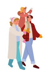 Wall Mural - family with winter clothes