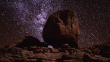 Red Rocks And Milky Way Night Sky In Moab Utah