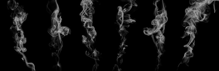 Wall Mural - white smoke Isolated on black background