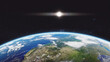 Planet Earth in space with sun. High Resolution view. Elements of this image furnished by NASA