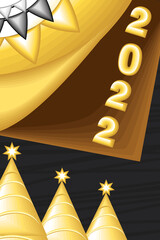 Sticker - new year 2022 golden trees