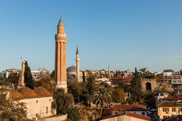 Yivli minare Mosque (Yivliminare Cami), Ulu Mosque in Antalya, historical mosque built by the Anatolian Seljuk Sultan Alaaddin Keykubad, The fluted minaret.