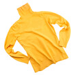Yellow turtleneck on a white background, cut sweater. Isolated