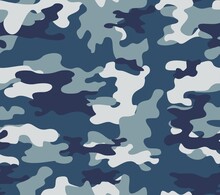 
Army Blue Camouflage Pattern, Vector Geometric Seamless Pattern, Military Uniform. Winter Print.