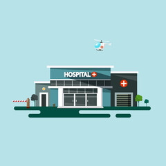 Poster - Hospital building vector flat design illustration