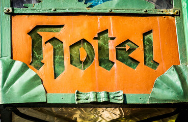 Poster - antique hotel sign in germany